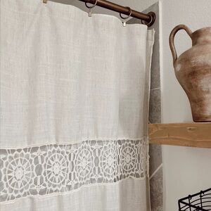 Elegant Cream Boho Opalhouse Shower curtain with Tassels